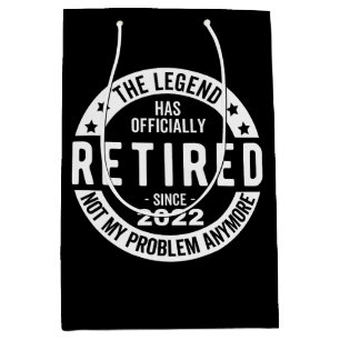 funny retirement, retired, retired firefighter, re medium gift bag
