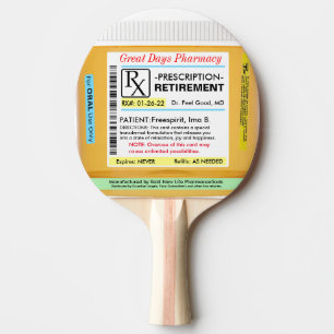 Funny Retirement RX  Ping Pong Paddle