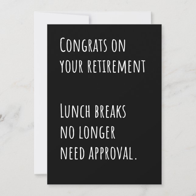 Funny Retirement Sarcastic Congratulations Card (Front)