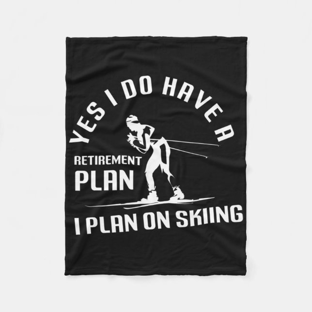 Funny Retirement Skiing  Fleece Blanket (Front)