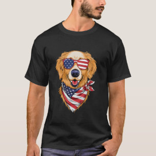 Funny Retriever American Flag Glasses 4th of July T-Shirt