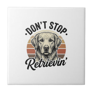Funny Retriever Dog Vintage Engraving Graphic Tee_ Ceramic Tile