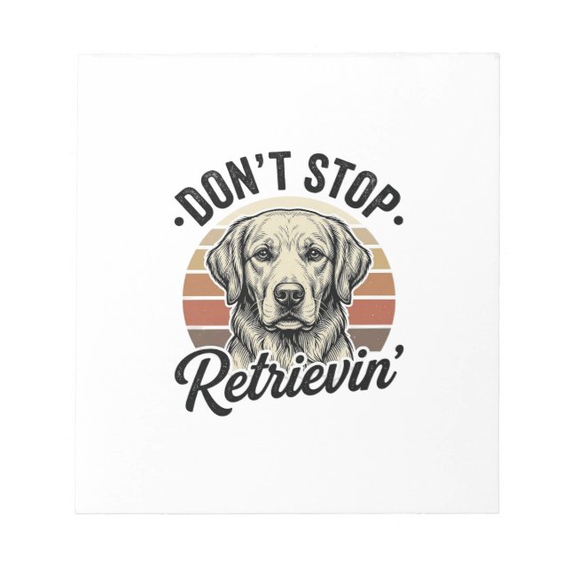 Funny Retriever Dog Vintage Engraving Graphic Tee_ Notepad (Front)