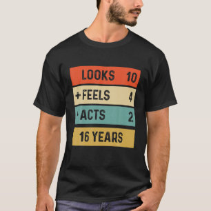 Funny Retro 16Th Birthday 16 Years Old Born In 200 T-Shirt
