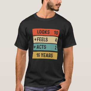 Funny Retro 16Th Birthday 16 Years Old Born In 200 T-Shirt