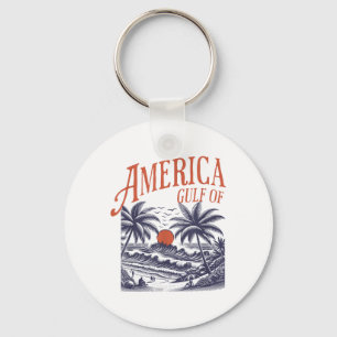 Funny Retro 2025 Grunge Design, Gulf Of Usa Americ Key Ring