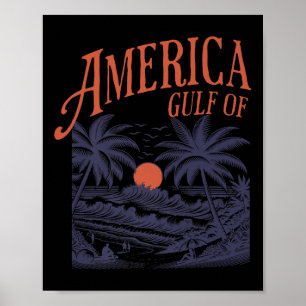 Funny Retro 2025 Grunge Design, Gulf Of Usa Americ Poster