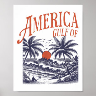 Funny Retro 2025 Grunge Design, Gulf Of Usa Americ Poster