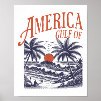 Funny Retro 2025 Grunge Design, Gulf Of Usa Americ Poster