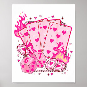 Funny Retro 6 7 Valentine Love Hearts Playing Card Poster