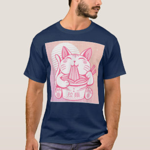 Funny Retro 90s Asian Kawaii Ramen Cat Kitty Nood T-Shirt