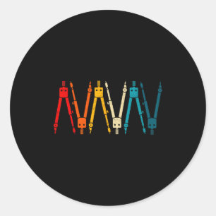 Funny Retro Architect Comp Rainbow Design  Classic Round Sticker