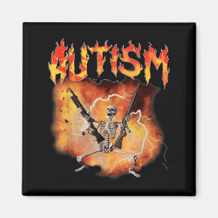 Funny Retro Autistic and Gay Skeleton Autism Magnet