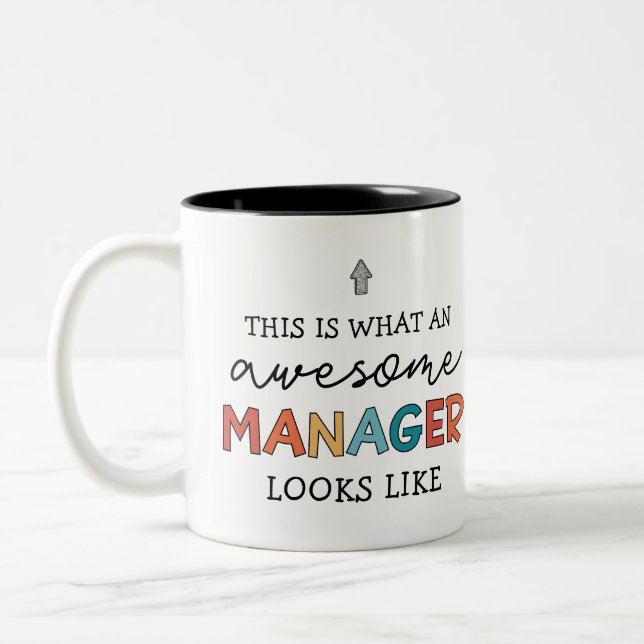 Funny Retro Awesome Manager Two-Tone Coffee Mug (Left)