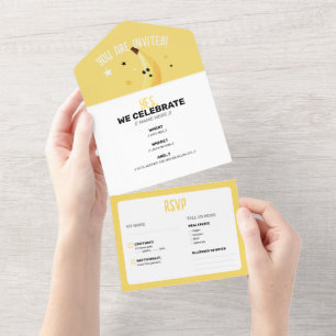 Funny Retro Banana Party Favours Puns Editable All In One Invitation