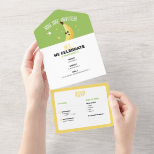 Funny Retro Banana Party Favours Puns Editable All In One Invitation