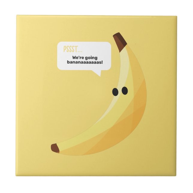 Funny Retro Banana Party Favours Puns Editable Ceramic Tile (Front)