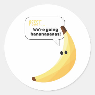 Funny Retro Banana Party Favours Puns Editable Classic Round Sticker
