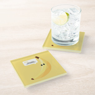 Funny Retro Banana Party Favours Puns Editable Glass Coaster