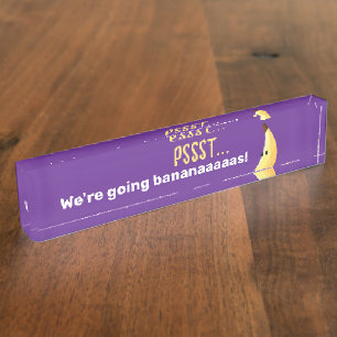 Funny Retro Banana Party Favours Puns Editable Nameplate