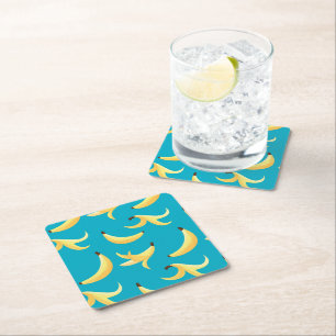 Funny Retro Banana Party Favours Puns Editable Square Paper Coaster