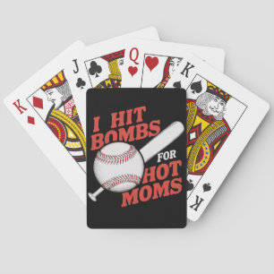 Funny Retro Baseball I Hit Bombs For Hot Moms Playing Cards