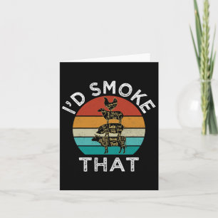 Funny Retro Bbq Party Smoker Chef Dad Gift I’d Smo Card
