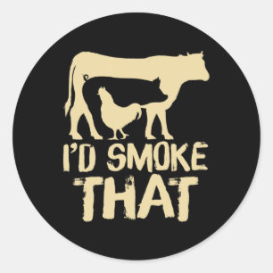 Funny Retro Bbq Party Smoker Chef Dad Gift I’d Smo Classic Round Sticker