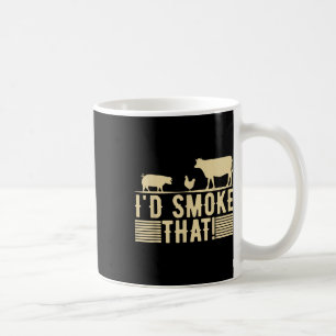 Funny Retro Bbq Party Smoker Chef Dad Gift I’d Smo Coffee Mug