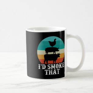 Funny Retro Bbq Party Smoker Chef Dad Gift I’d Smo Coffee Mug