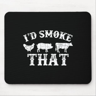 Funny Retro Bbq Party Smoker Chef Dad Gift I’d Smo Mouse Pad