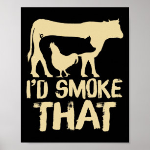 Funny Retro Bbq Party Smoker Chef Dad Gift I’d Smo Poster