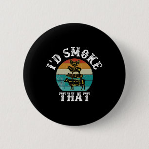 Funny Retro Bbq Party Smoker Chef Dad Gifts - I'd 6 Cm Round Badge
