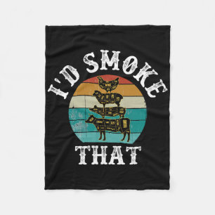 Funny Retro Bbq Party Smoker Chef Dad Gifts - I'd Fleece Blanket