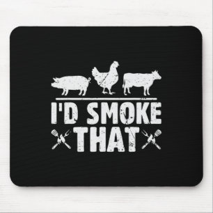 Funny Retro Bbq Party Smoker Chef Dad I'd Smoke Th Mouse Pad