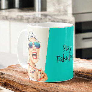 Funny Retro Beach Lady in Sunglasses Fabulous Coffee Mug