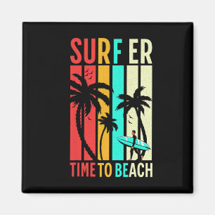 Funny Retro Beach Surfing Surfboard Vintage Surfbo Magnet
