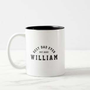 Funny Retro Best Dad Ever Varsity Typography Two-Tone Coffee Mug