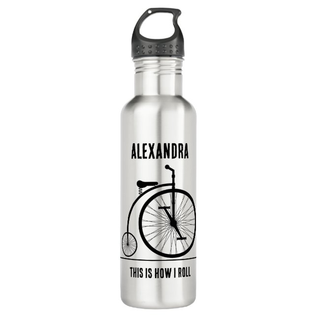 Funny Retro bicycle personalised for cyclist 710 Ml Water Bottle (Front)