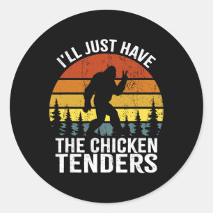 Funny Retro Bigfoot I'll Just Have The Chicken Ten Classic Round Sticker