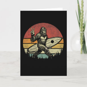 Funny Retro Bigfoot Surfer Vintage Sasquatch Surfi Card