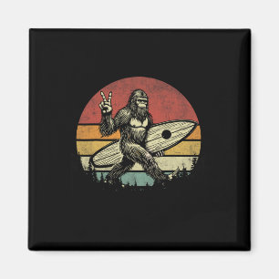 Funny Retro Bigfoot Surfer Vintage Sasquatch Surfi Magnet