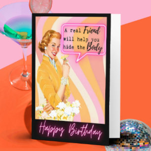 Funny Retro Birthday Card Best Friend-Sassy-Body
