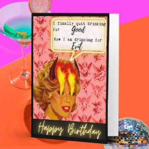 Funny Retro Birthday Card Best Friend - Sassy Evil