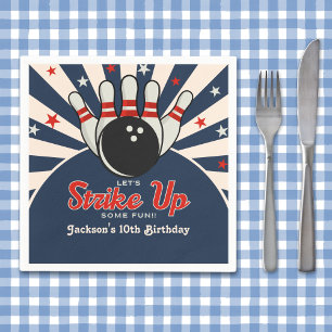 Funny Retro Bowling Birthday Party for Kids Napkin