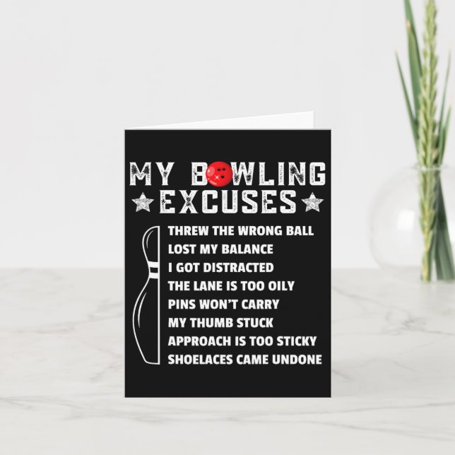 Funny Retro Bowling Excuses For League Night Bowle Card (Front)
