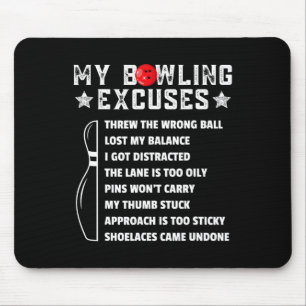Funny Retro Bowling Excuses For League Night Bowle Mouse Pad