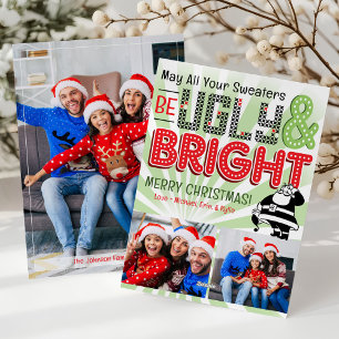 Funny Retro Bright Ugly Sweater Photo Christmas Holiday Card