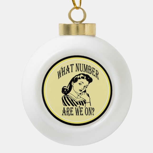 Funny Retro Bunco Player Ceramic Ball Christmas Ornament (Front)