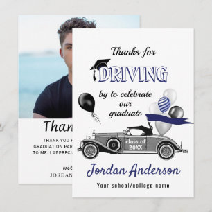 Funny Retro Car Drive By Graduation Parade Thank Y You Card